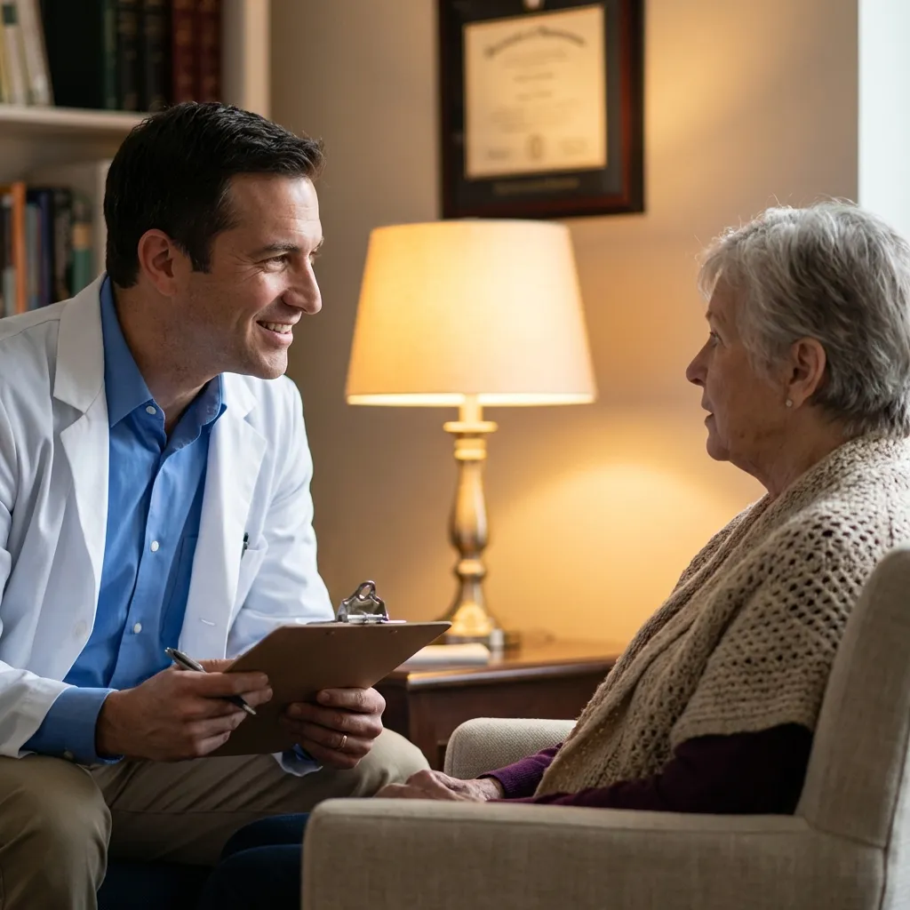 Compassionate doctor talking with patient