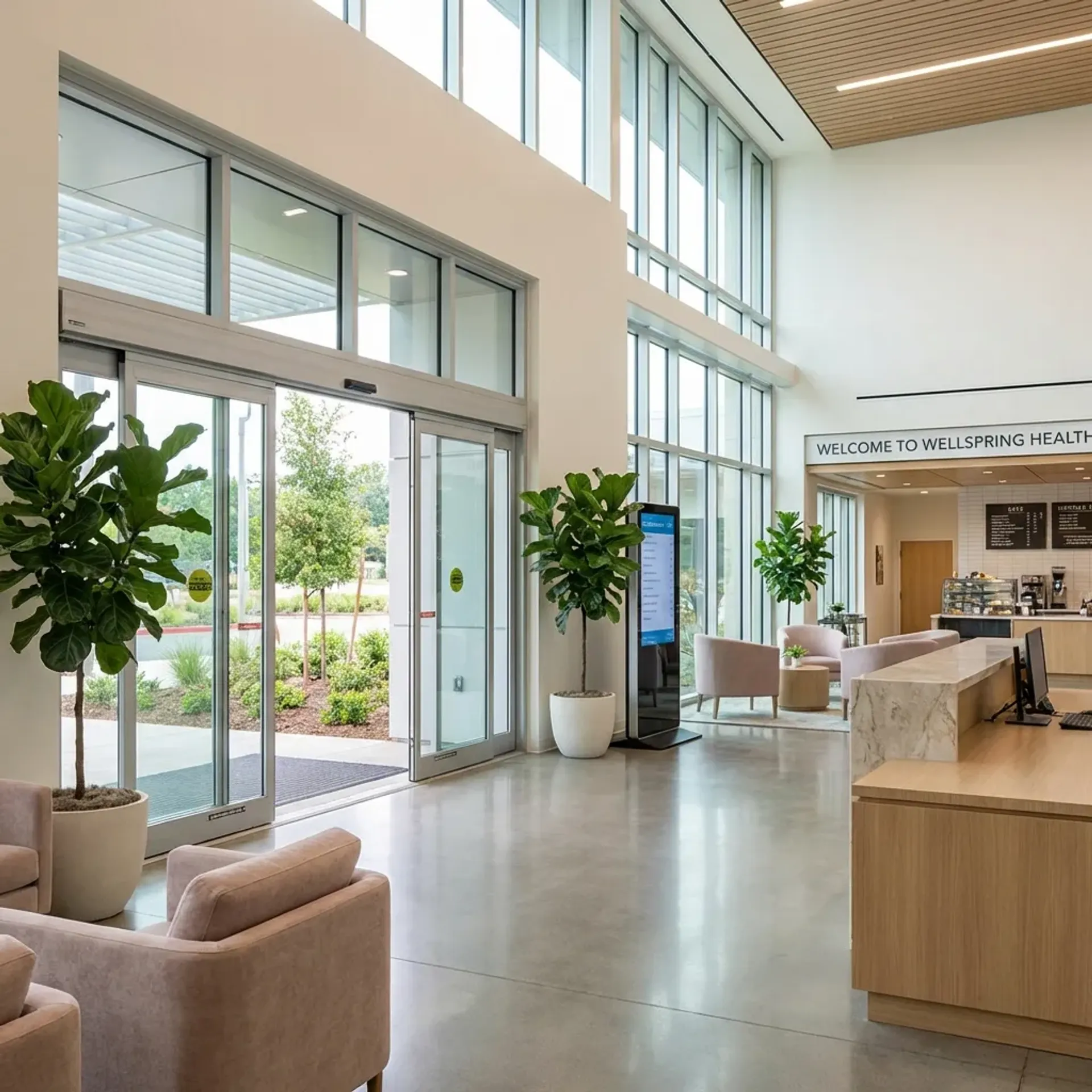 Serene wellness environment with soft lighting and calming decor