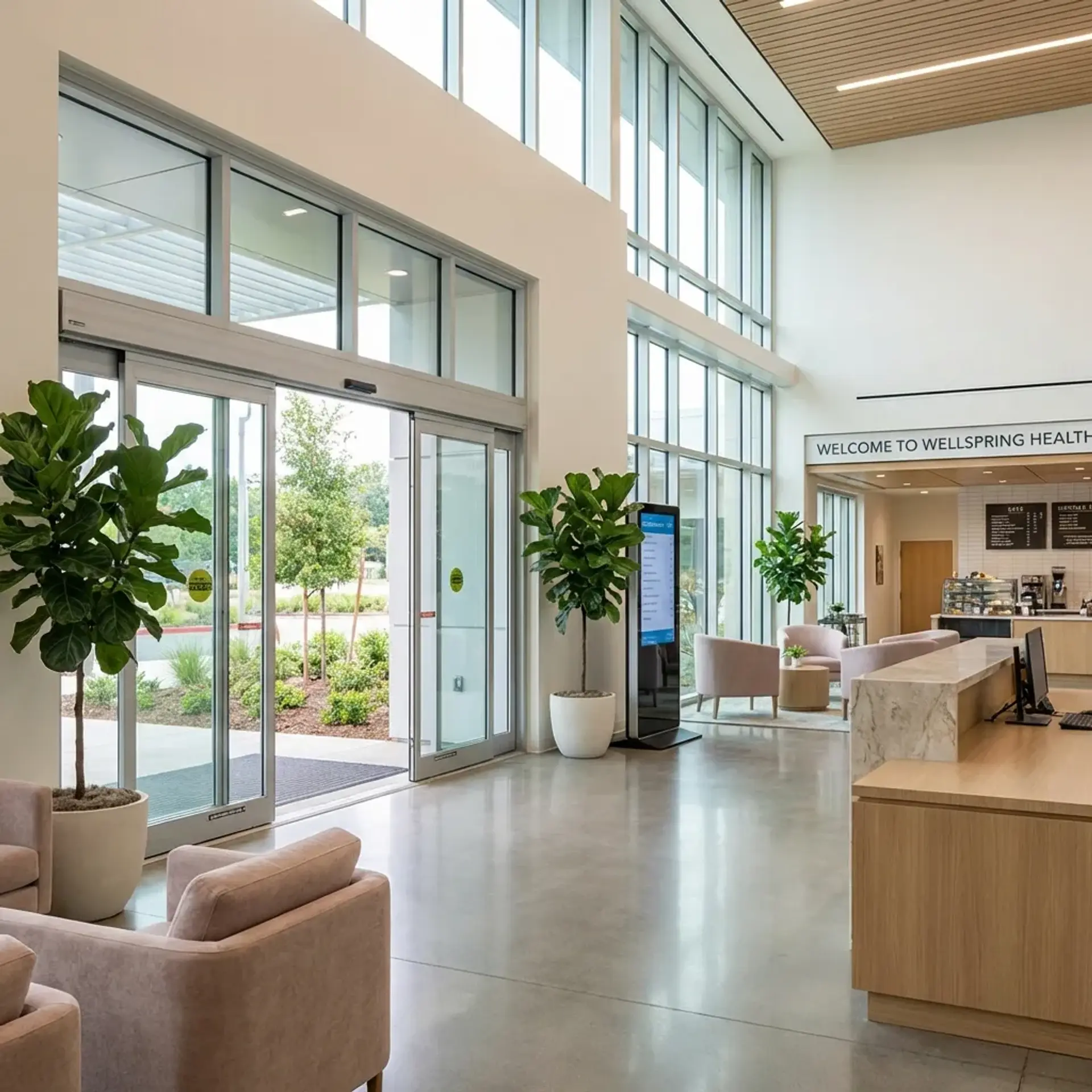 Serene wellness environment with soft lighting and calming decor